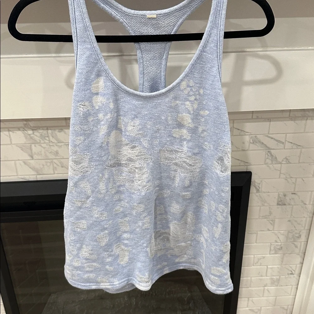 ALO Yoga Light Blue distressed racer back Tank Top 2 for $20 - Picture 3 of 7